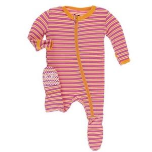 Kickee Pants print Footie with Zipper - like new